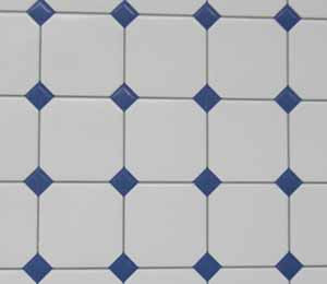 White Tile with Blue Diamond Centres